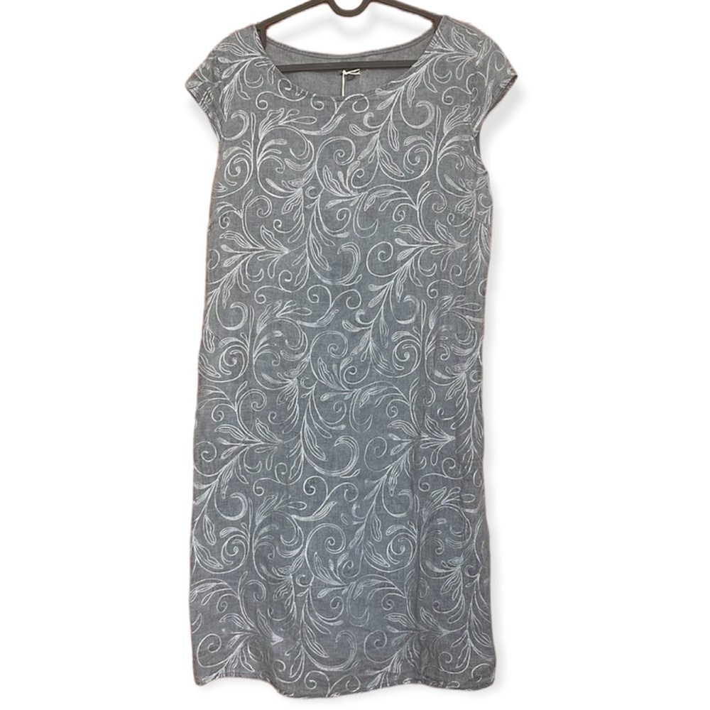 NWT Lina Tomei Embroidered Linen Dress